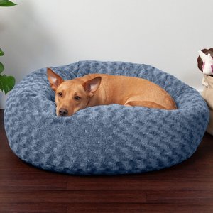 FurHaven Curly Fur Bolster Dog Bed w/Removable Cover, Fresh Blueberry, Medium