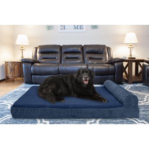 FurHaven Chaise Lounge Memory Top Cat & Dog Bed w/Removable Cover, Navy Blue, Jumbo Plus