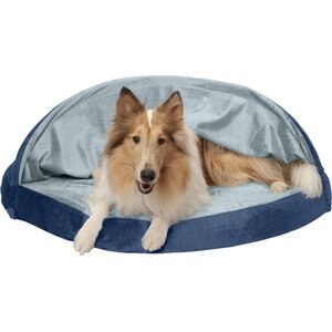 FurHaven Microvelvet Snuggery Orthopedic Cat & Dog Bed w/Removable Cover, Navy, 44-in