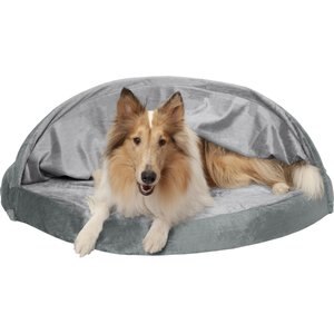 FurHaven Microvelvet Snuggery Orthopedic Cat & Dog Bed w/Removable Cover, Gray, 44-in