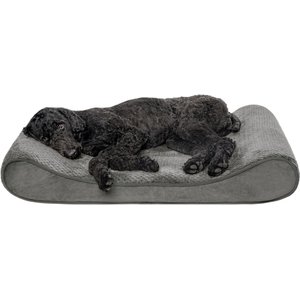 FurHaven Minky Plush Luxe Lounger Orthopedic Cat & Dog Bed w/Removable Cover, Gray, Large