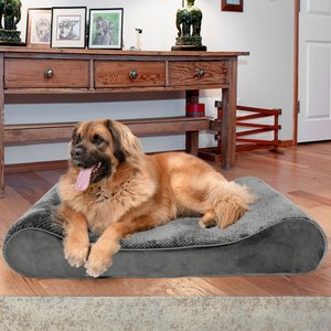 FurHaven Minky Plush Luxe Lounger Orthopedic Cat & Dog Bed w/Removable Cover, Gray, Jumbo Plus
