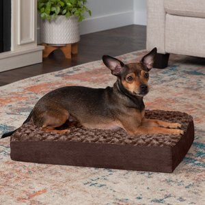 FurHaven NAP Deluxe Memory Foam Pillow Dog Bed w/Removable Cover, Chocolate, Small