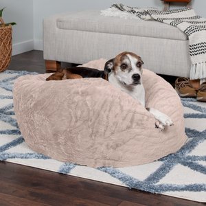 FurHaven Plush Ball Pillow Dog Bed w/Removable Cover, Shell, Large
