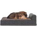 FurHaven Quilted Fleece & Print Suede Chaise Lounge Orthopedic Dog & Cat Bed, Espresso, Small