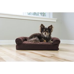 FurHaven Quilted Memory Top Bolster Cat & Dog Bed w/Removable Cover, Coffee, Small