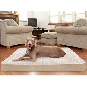 FurHaven Ultra Plush Deluxe Cooling Gel Pillow Dog Bed w/Removable Cover, Cream, Jumbo Plus