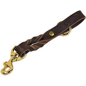 Dean & Tyler Simply Braided 8-in Leather Dog Traffic Leash, Brown