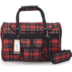 Prefer Pets Hideaway Airline-Approved Dog & Cat Carrier Bag, Red Plaid