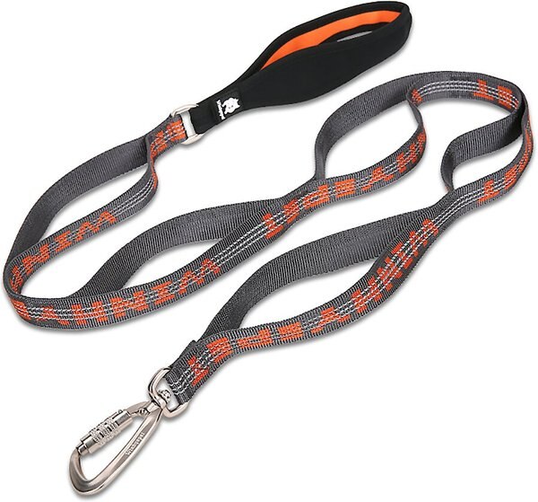 Chai's Choice Premium Trail Runner Multi Handle Heavy Duty Training Polyester Reflective Dog Leash, Gray/Orange, Large: 4.5-ft long, 1-in wide slide 1 of 6