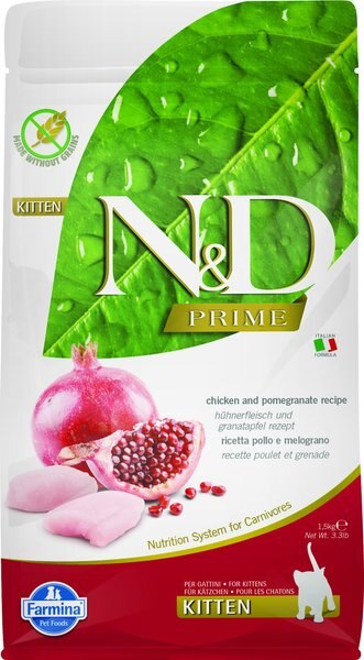 Farmina N&D Prime Chicken & Pomegranate Recipe Kitten Dry Food, 3.3-lb bag slide 1 of 3