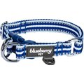 Blueberry Pet 3M Multi-Colored Stripe Polyester Reflective Dog Collar, Blue & White, Medium: 14.5 to 20-in neck, 3/4-in wide