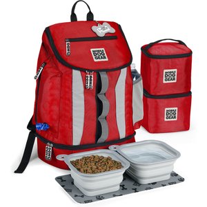 Mobile Dog Gear Drop Bottom Weekender Backpack Pet Travel Bag, Red