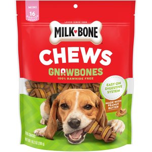 Milk-Bone Gnaw Bones Mini Peanut Butter & Chicken Flavor Dog Treats, 16 count