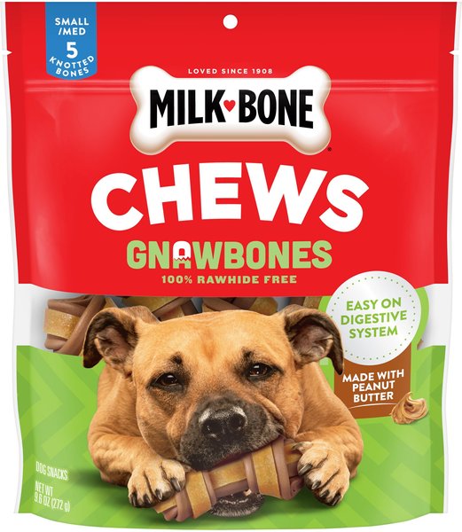 Milk-Bone Gnaw Bones Small/Medium Real Peanut Butter & Chicken Flavor Dog Treats, 5 count slide 1 of 8