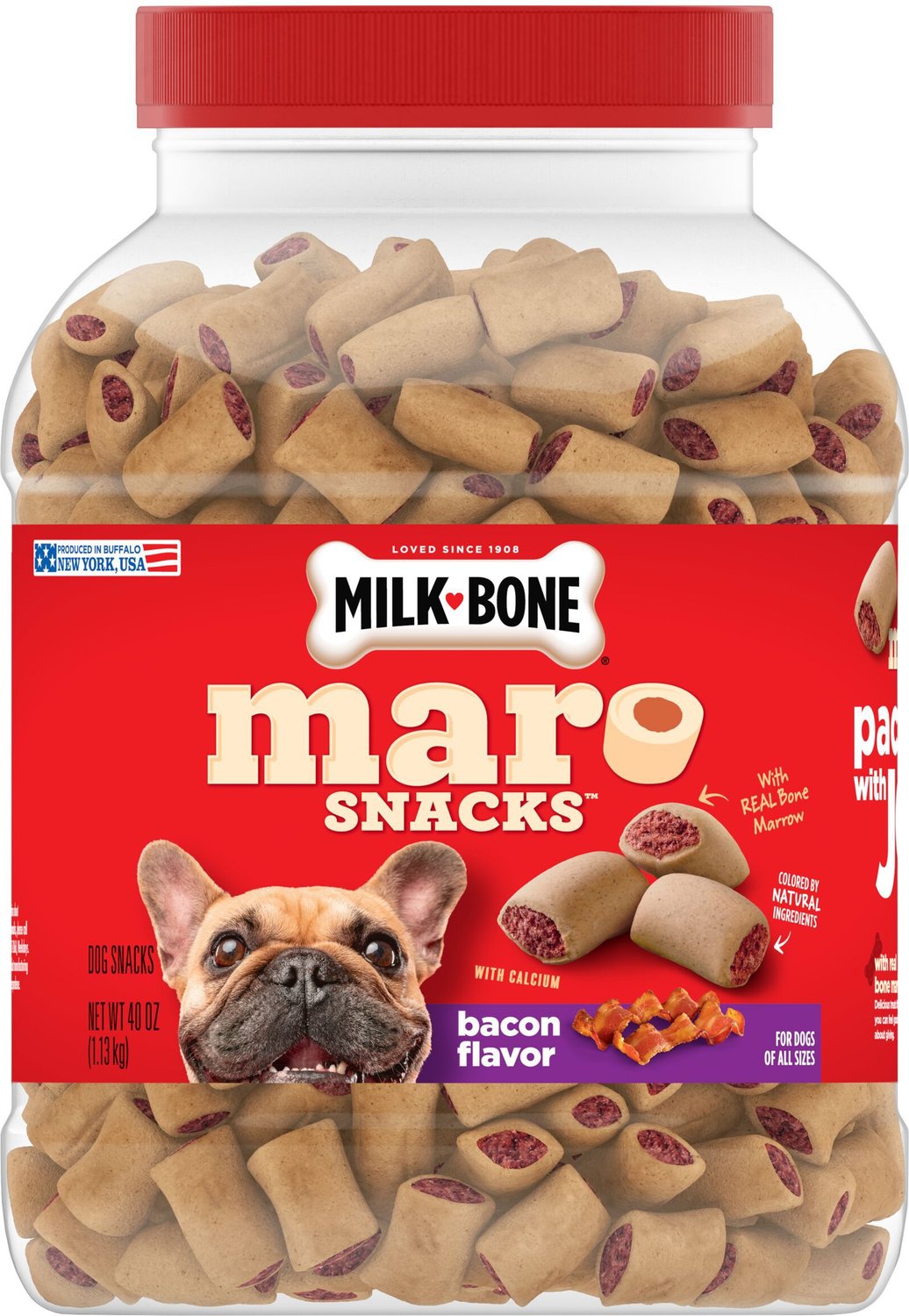 Milk-Bone MaroSnacks Bacon Flavor Dog Treats, 40-oz tub