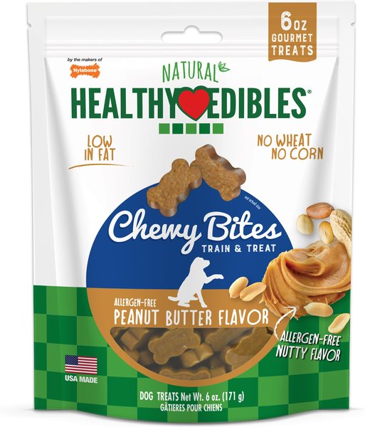 Nylabone Natural Healthy Edibles Peanut Butter Flavor Bites Grain-Free Dog Treats, 6-oz bag slide 1 of 10