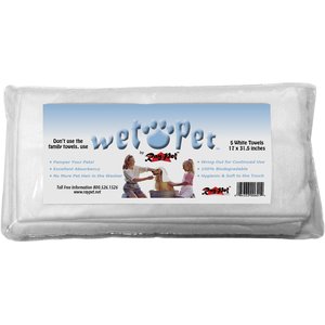 Raypet Wet Pet Dog & Cat Towel, 5 count, White