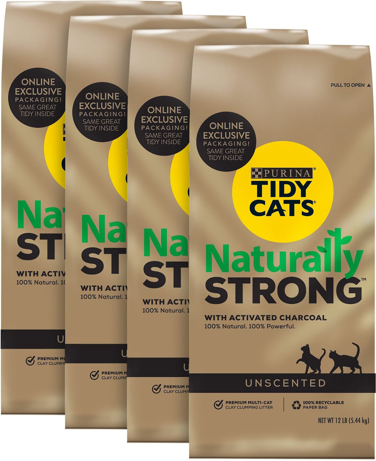 TIDY CATS Naturally Strong Unscented Clumping Clay Cat Litter, 12lb