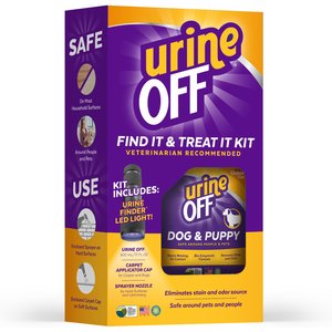 Urine Off Find It & Treat It Kit Dog & Puppy Formula Stain & Odor Remover & Hi-Power LED Urine Finder