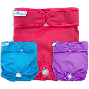 Paw Inspired Washable Female Dog Diapers, X-Small: 10 to 15-in waist, 3 count
