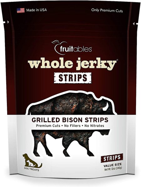 Fruitables Whole Jerky Strips Grilled Bison Strips Flavor Dog Treats, 12-oz bag slide 1 of 3
