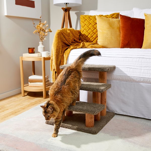 Frisco 20-in 3-Step Real Carpet Wooden Cat Steps, Gray slide 1 of 4