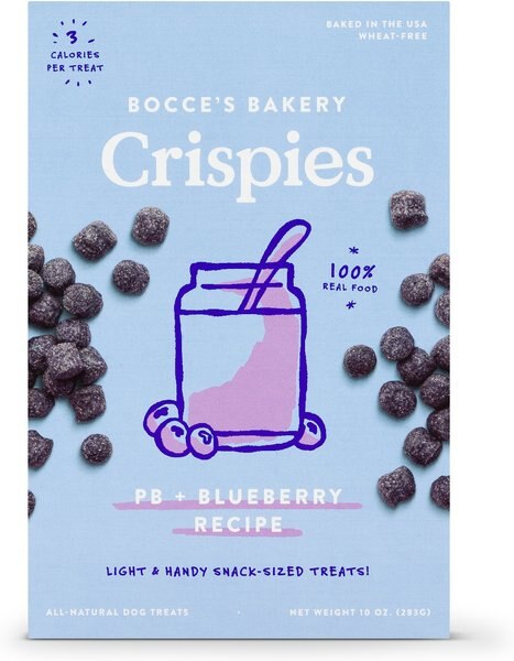 Bocce's Bakery Crispies PB & Blueberry Recipe Dog Treats, 10-oz box slide 1 of 2