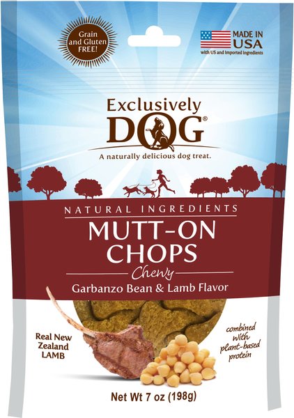 Exclusively Dog Mutt-On Chops Garbanzo Bean & Lamb Flavor Grain-Free Dog Treats, 7-oz bag slide 1 of 4