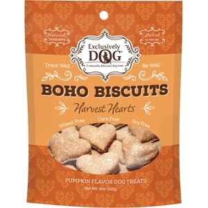 Exclusively Dog Boho Biscuits Harvest Hearts Pumpkin Flavor Dog Treats, 8-oz bag