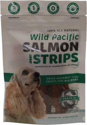 Snack 21 Treats Jerky Salmon Strips Dog Treats, 0.88-oz bag, slide 1 of 1