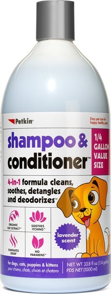 Petkin 4-in-1 Lavender Scent Dog & Cat Shampoo & Conditioner, 32-oz bottle slide 1 of 1