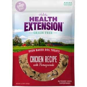 Health Extension Grain-Free Oven Baked Chicken Recipe with Pomegranate Dog Treats, 6-oz bag