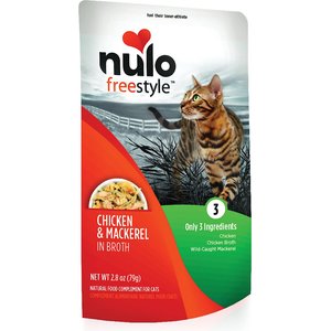 Nulo FreeStyle Chicken & Mackerel in Broth Cat Food Topper, 2.8-oz, case of 24