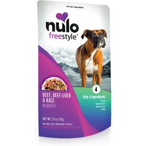 Nulo FreeStyle Beef, Beef Liver, & Kale in Broth Dog Food Topper, 2.8-oz, case of 24