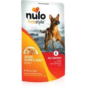 Nulo FreeStyle Chicken, Salmon, & Carrot in Broth Dog Food Topper, 2.8-oz, case of 24