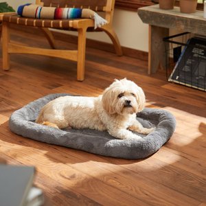 Frisco Quilted Plush Dog Crate Mat, Gray, 30-in