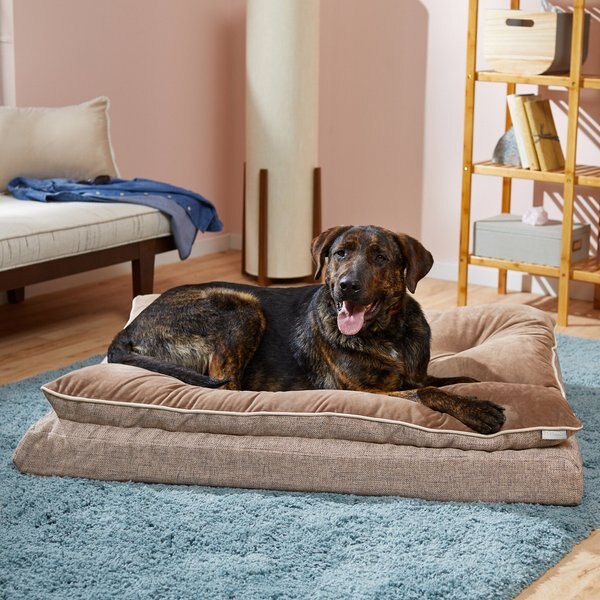 Frisco Plush Orthopedic Pillowtop Dog Bed w/Removable Cover, Beige, XX-Large slide 1 of 7
