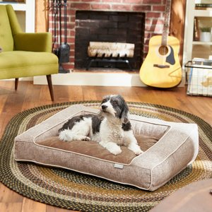 Frisco Plush Orthopedic Bolster Dog Bed w/Removable Cover, Beige, Large