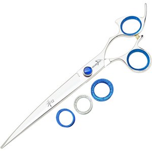Shark Fin Right Silver Non-Swivel Stainless Steel Curve Dog Shears, 8-in