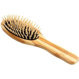 Bass Brushes The Green Dog & Cat Oval Brush, Bamboo-Stiped Finish, Small