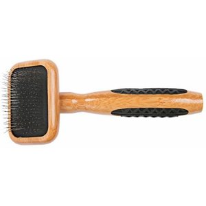 Bass Brushes De-matting Slicker Style Dog & Cat Brush, Bamboo-Dark Finish, X-Small