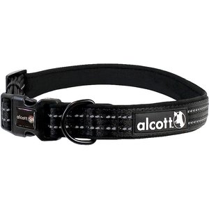 Alcott Adventure Polyester Reflective Dog Collar, Black, Medium: 14 to 20-in neck