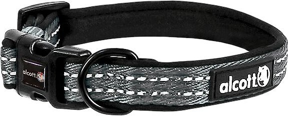 Alcott Adventure Polyester Reflective Dog Collar, Grey, Small: 10 to 14-in neck slide 1 of 2