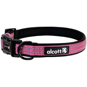 Alcott Adventure Polyester Reflective Dog Collar, Pink, Medium: 14 to 20-in neck