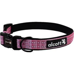 Alcott Adventure Polyester Reflective Dog Collar, Pink, Large: 18 to 26-in neck