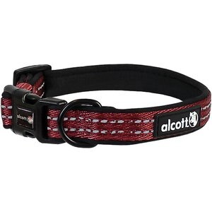 Alcott Adventure Polyester Reflective Dog Collar, Red, Small: 10 to 14-in neck