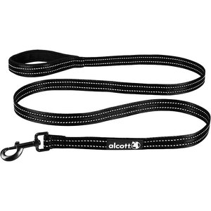 Alcott Adventure Polyester Reflective Dog Leash, Black, Large: 6-ft long, 1-in wide