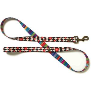 Merry Jane & Thor Looking Glass Polyester Dog Leash, Black, White & Red, Small: 5-ft long, 5/8-in wide
