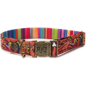 Merry Jane & Thor GangstaMutt Dogs Rule Polyester Dog Collar, Small: 12 to 17-in neck, 1-in wide